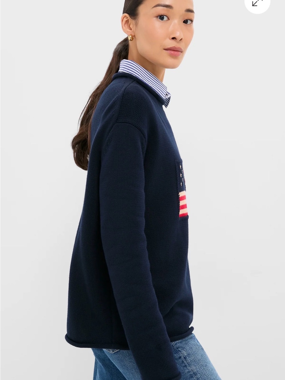 Tuckernuck Navy Cotton Rollneck Americana Sweater - Picture 2 of 4